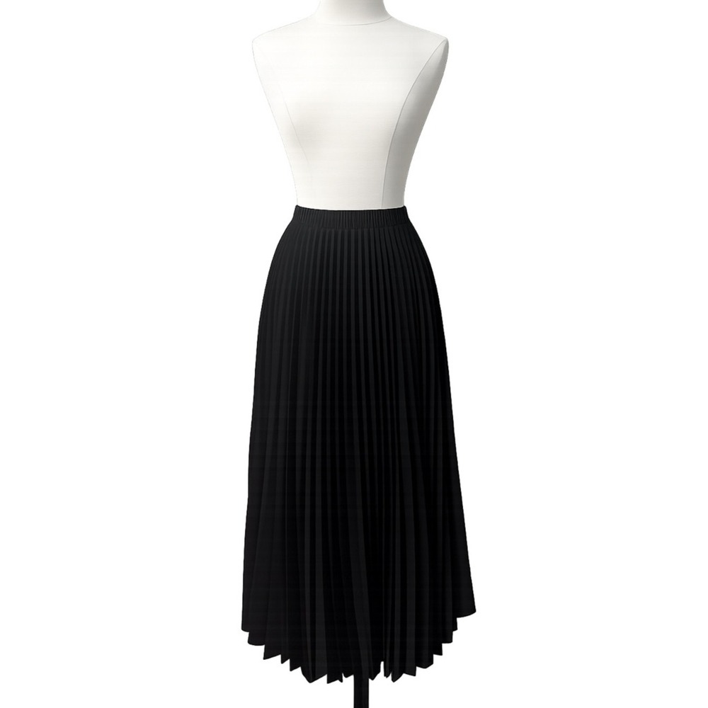 ANNE WEYBURN Pleated Midi Skirt Women Size 10 Black RN88842 Accordion Flowy